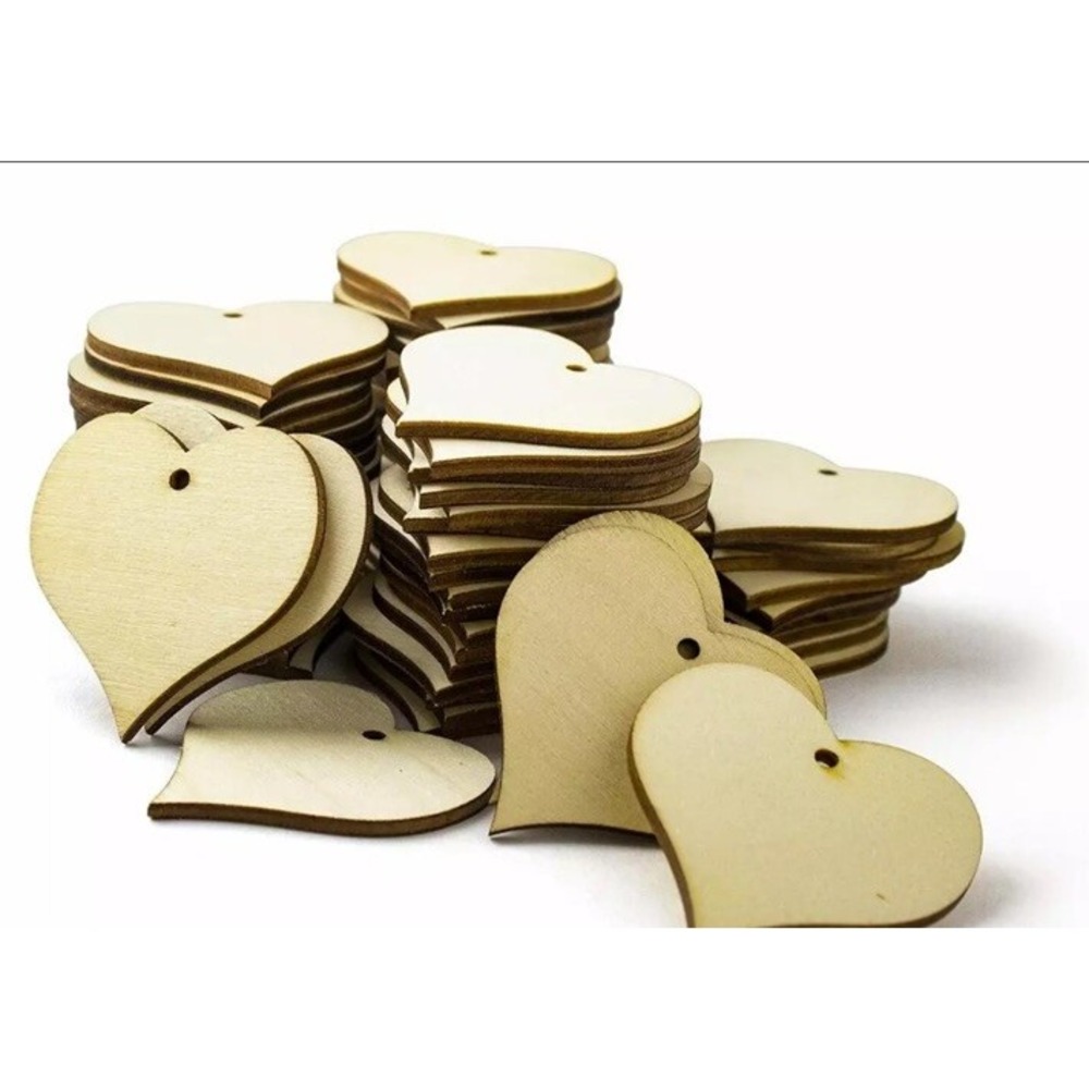 Wood Heart Shape 2" Slices 100 Pcs Heart Shaped Craft‎ Wood Tag With Twine